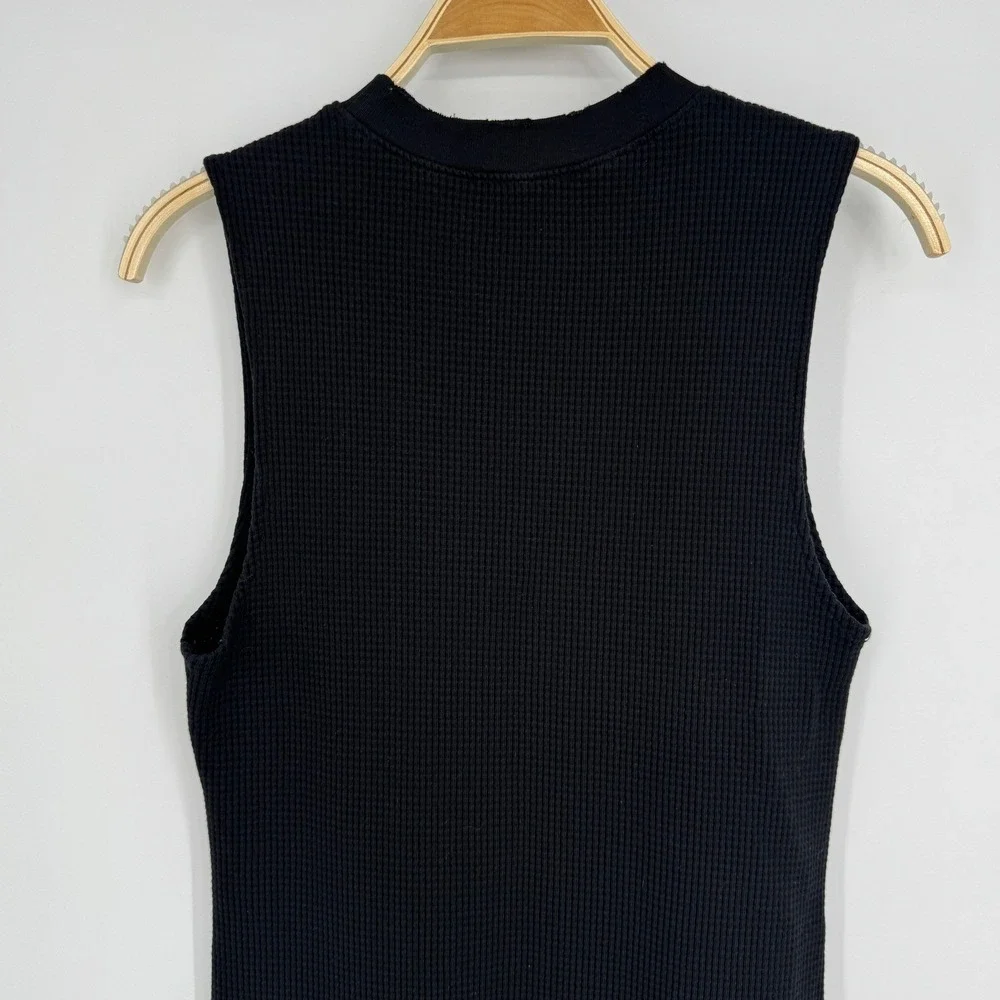 Cotton Citizen Monaco Waffle Knit Tank Dress Medium Black‎ Minimalist Casual - Picture 6 of 9